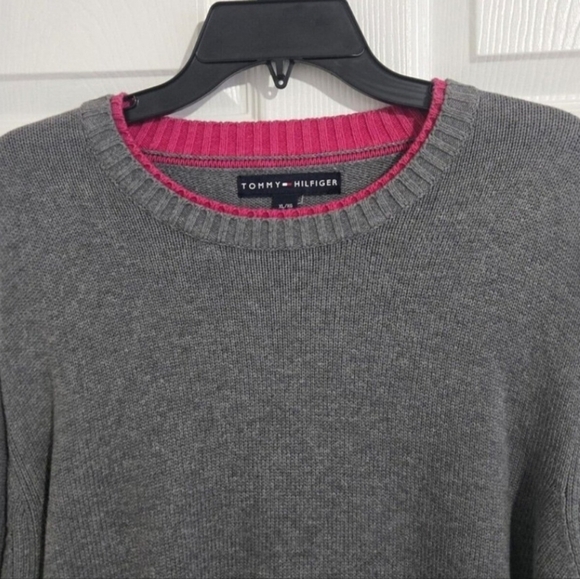 Tommy Hilfiger Vintage Knitted Sweater Unisex L/XL Retro 90s Y2K Gray Cotton - Picture 3 of 11